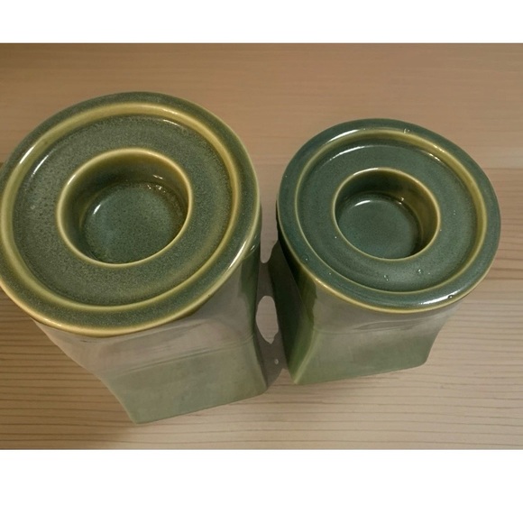 PartyLite Nature's Garden Ceramic Pillar Tealight Candle Holders Green Set Of 2 - Picture 15 of 15
